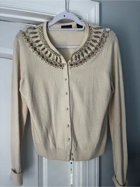 Moda International Cream Embellished Cardigan